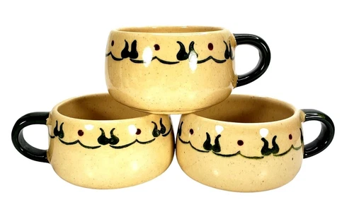 3 Metlox Poppytrail Vernon Homestead Provincial Flat Coffee Cups 8 oz Vintage