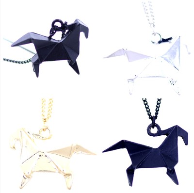 Super Cute Paper Folding Origami Horse Pony Necklace