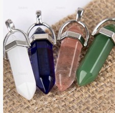 Natural Crystal Quartz, Chakra Stone With Black Leather Rope Necklace