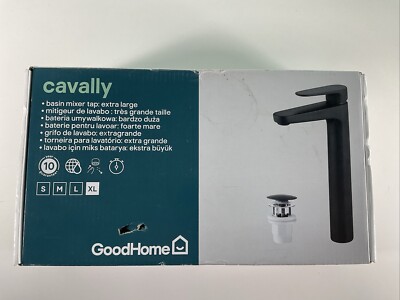 GoodHome Cavally 1 Hebel Einstrom Matt Schwarz Extra Groß Hoch Waschtischarmatur