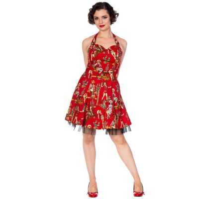 Banned Retro Vintage Neckholer Minikleid - Cowgirl Pin-Ups Tüllrock