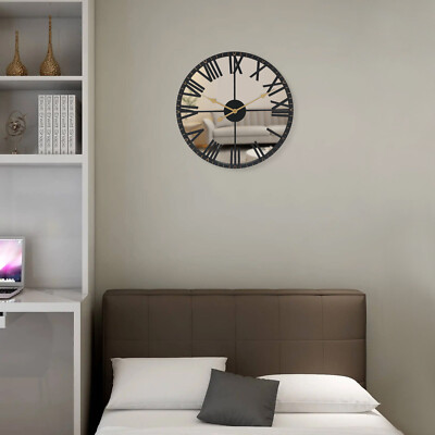 24'' Modern Romand Number Large Wall Clock Mirror Surface Acrylic 3D Art Decor