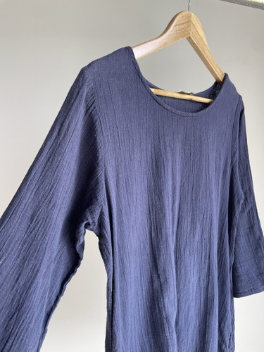 Free Love Dress One Size 100% Cotton Navy Smock - Picture 5 of 6
