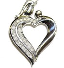 New 925 Sterling Silver .25ct SI2 H diamond mother child pendant necklace 3.2g — photo 3