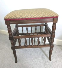 antique stool with upholstered top