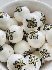 5 Pcs Football Beads, 16mm Acrylic For Bracelets, For DIY, Fits Pens