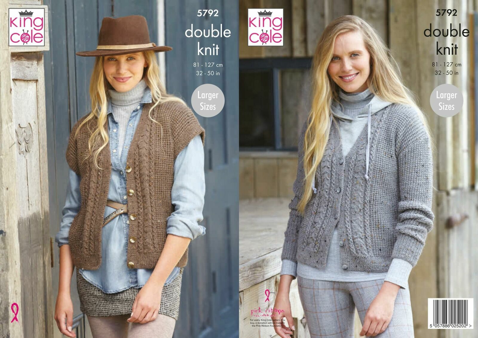 KING COLE Knitting Pattern Double Knit Women's Cardigan, Waistcoat 32-50in -5792