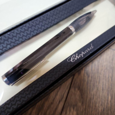 aaaaChopard Mille Miglia Black/Silver Twisted Ballpoint Pen wz