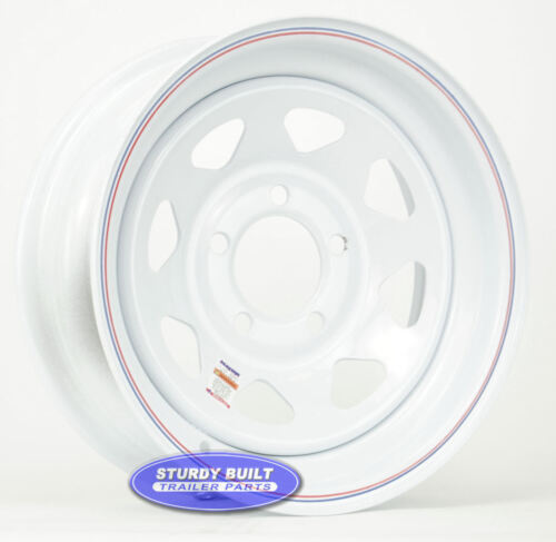 Utility Trailer Parts 14" White Spoke Wheel 5 Bolt 5 on 4 1/2" Bolt Pattern Rim - Photo 1 sur 10