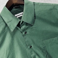 Van Heusen Mens Shirt Poplin Longsleeve 16.5 34/35 Green Fitted Festive Holiday