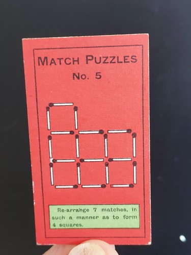 MATCHSTICK TRICKS: 1907 Sniders & Abrahams (Standard Cigarettes) card # 5 VG-EXC