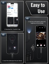 Endoscope Inspection Camera, 1920P HD Borescope Camera, Semi-Rigid Snake Cable