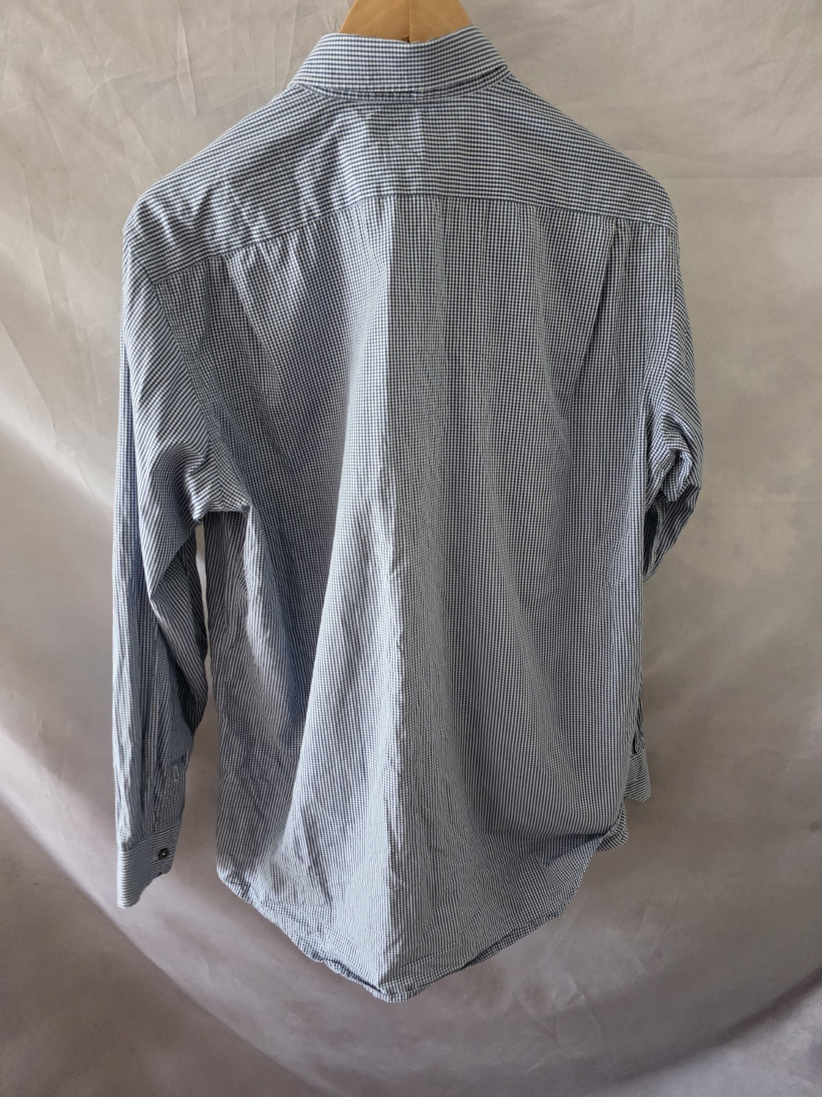 Lacoste Men's Blue & White Small Check Long-Sleeve Shirt Size 40 / UK Medium image 5