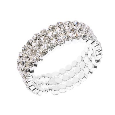 Open Three Layer Rhinestone Studded Bracelet Cuff Bangle For Women