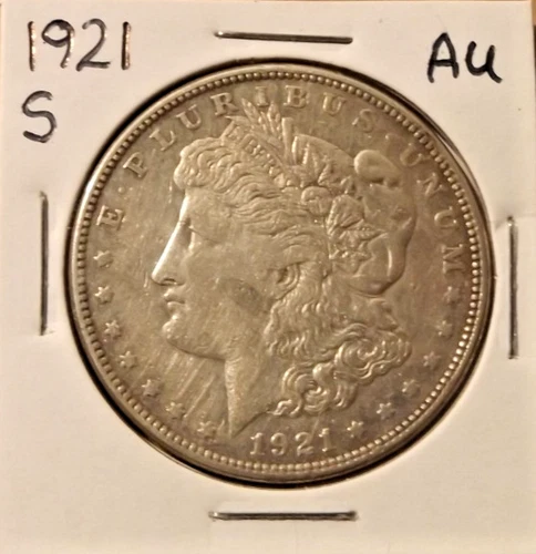 1921 S - Morgan Silver Dollar -  Almost Uncirculated
