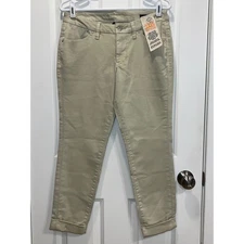 NWT JAG Jeans Petite Erin Cuffed Knit Denim Low Rise Slim Ankle Khaki Pants 6P