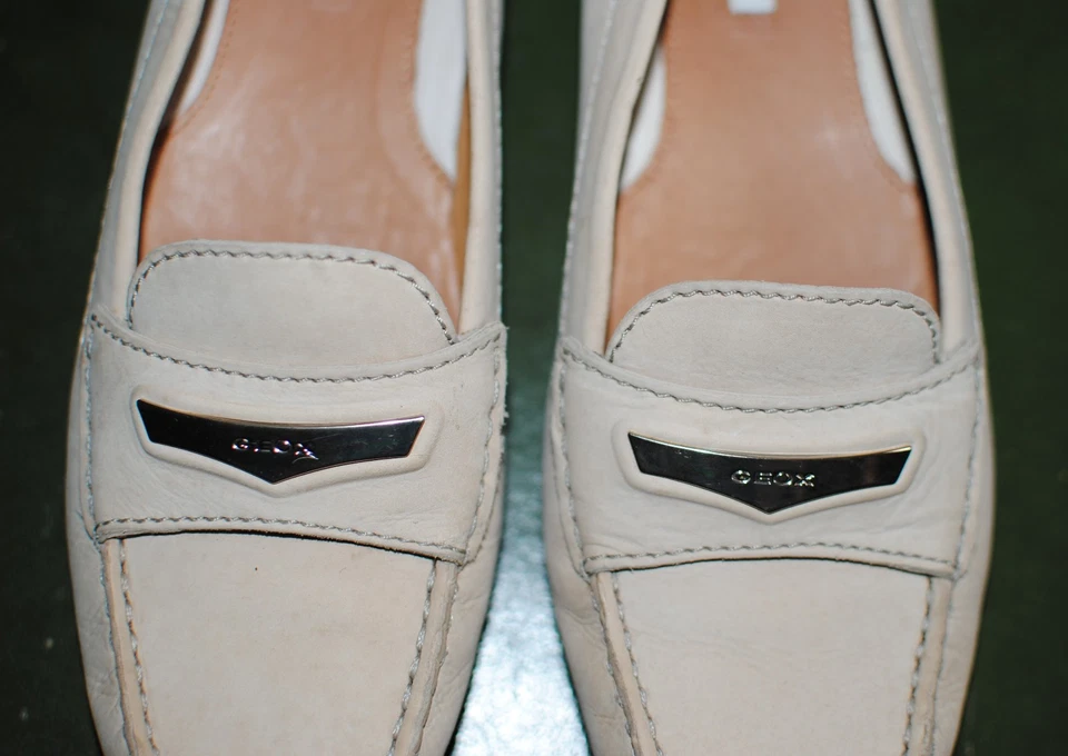 Mocassins femme, GEOX, cuir, crème, talon 2 cm, p. 36, confortables. TBE - Photo 3/4