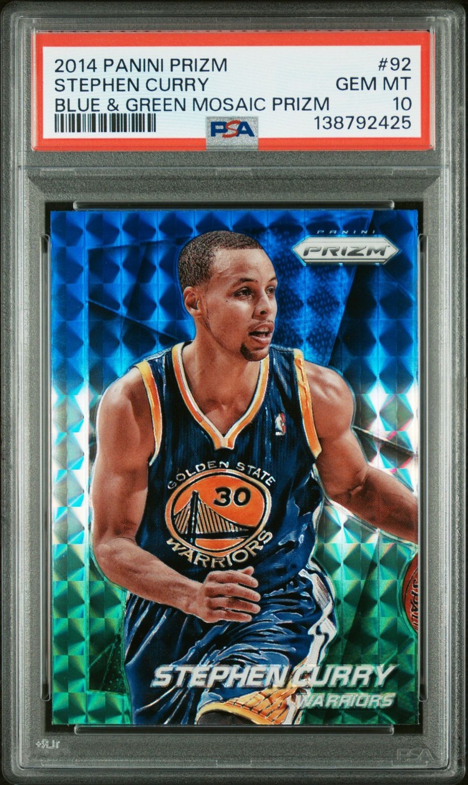 2014-15 Panini Prizm - Stephen Curry #92 Blue & Green Mosaic Prizm PSA 10