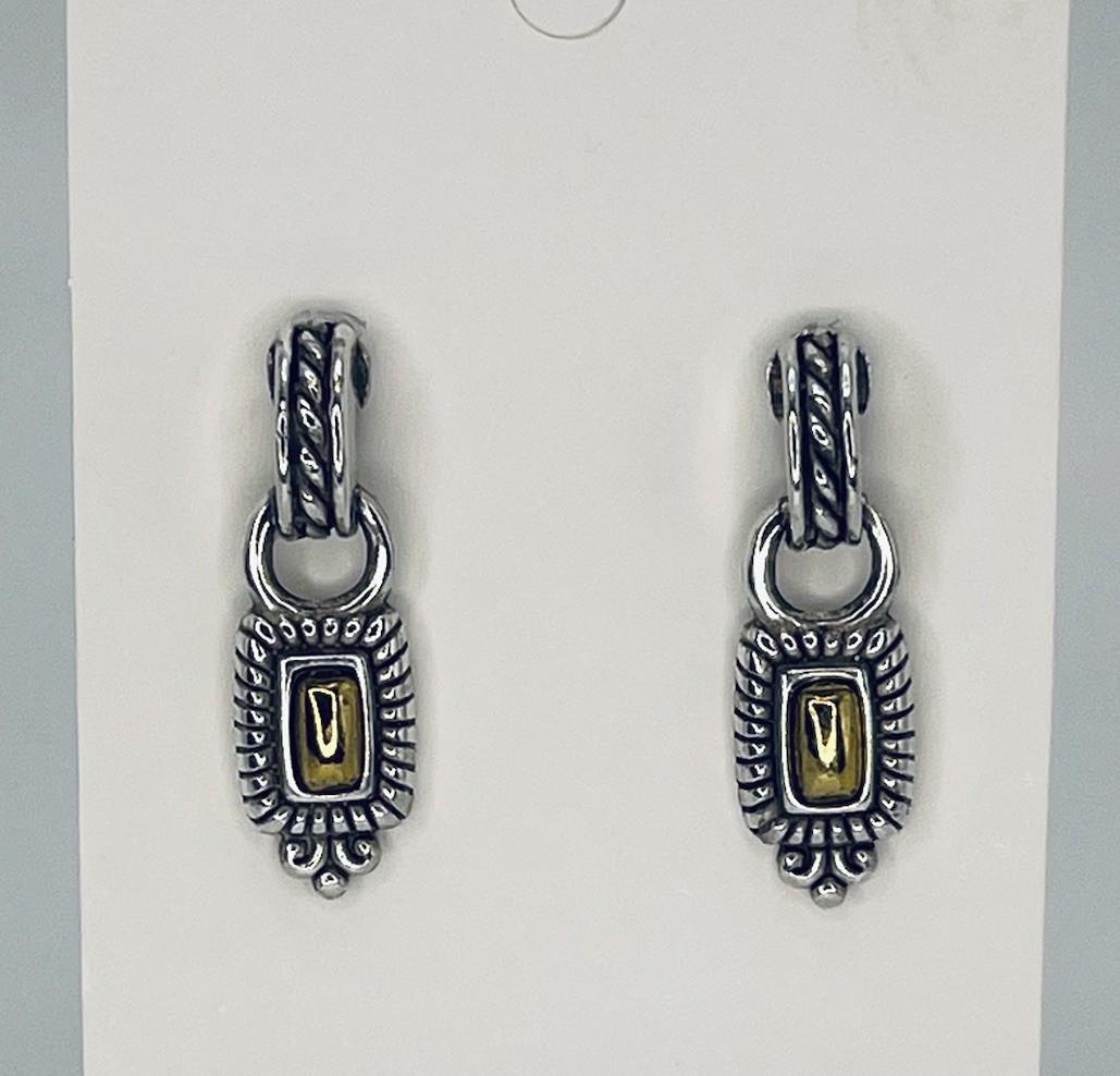 Brighton Two Tone Rectangle Drop Post Earrings Si… - image 5