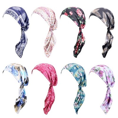 Breathable Headscarf Hat Stylish Flower Pattern Turban Comfortable Head Covering