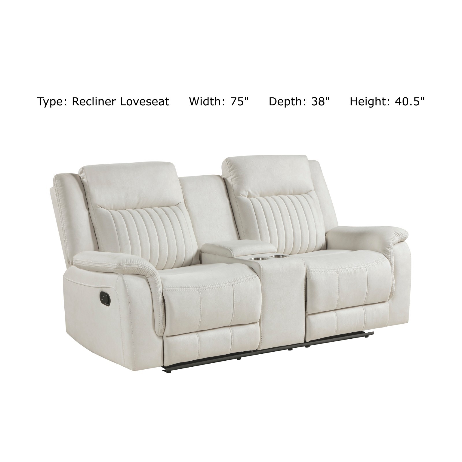NEW Beige White 2PC Sofa and Loveseat Recliner Set Leather Air Living Room