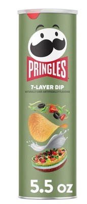 Pringles 7-Layer Dip Potato Crisps Chips, Lunch Snacks, 5.5 oz Canister