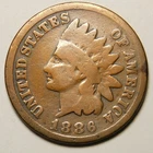 1886 Indian Head Cent Penny Type-1 Cleaned  "Actual Coin Pictured - Not Cleaned"