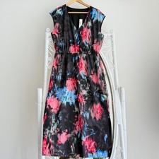J Crew Dress 10 Tall Floral Watercolor Artsy Painterly Midi Whimsigoth Career