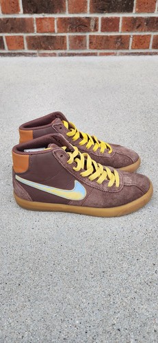 Women's sz 6 Nike SB Bruin Mid Why So Sad Brown Suede/Yellow Sneaker LAST PHOTO
