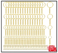 Key Ring with Chain, 360PCS Gold Keychain Rings with Jump Rings and Screw Eye