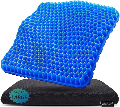 #ad Gel Seat Cushion for Long Sitting Pressure Super Large 19x18x1.65inch Blue $44.32
