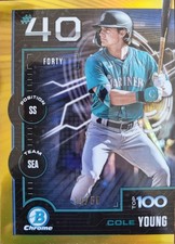 2025 Bowman Bowman Scouts Top 100 Cole Young #BTP-40 Gold Refractor /50 Mariners