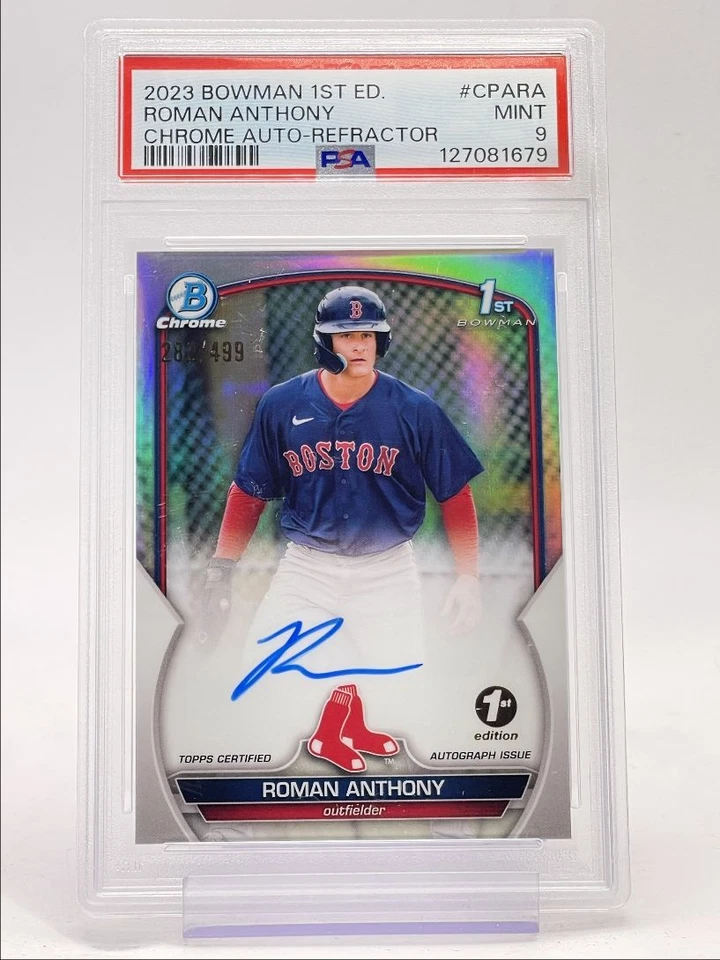 ROMAN ANTHONY 2023 BOWMAN CHROME 1ST EDITION REFRACTOR AUTO /499 PSA 9 Q3315