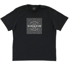 Coach Graphic T Shirt Men XXL Black Signature Box Logo Cotton Short Sleeve EUC