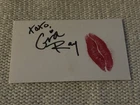 Playboy Playmate GIA RAY Signed Lipstick Kiss Print 3x5 Card AUTOGRAPH
