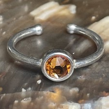 November Birthstone Citrine And Sterling Silver Open Ring Size 6.5