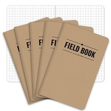 5 Pack Pocket Sized Kraft Blank Field Notebooks 3.5 X 5.5 240 Pages Total