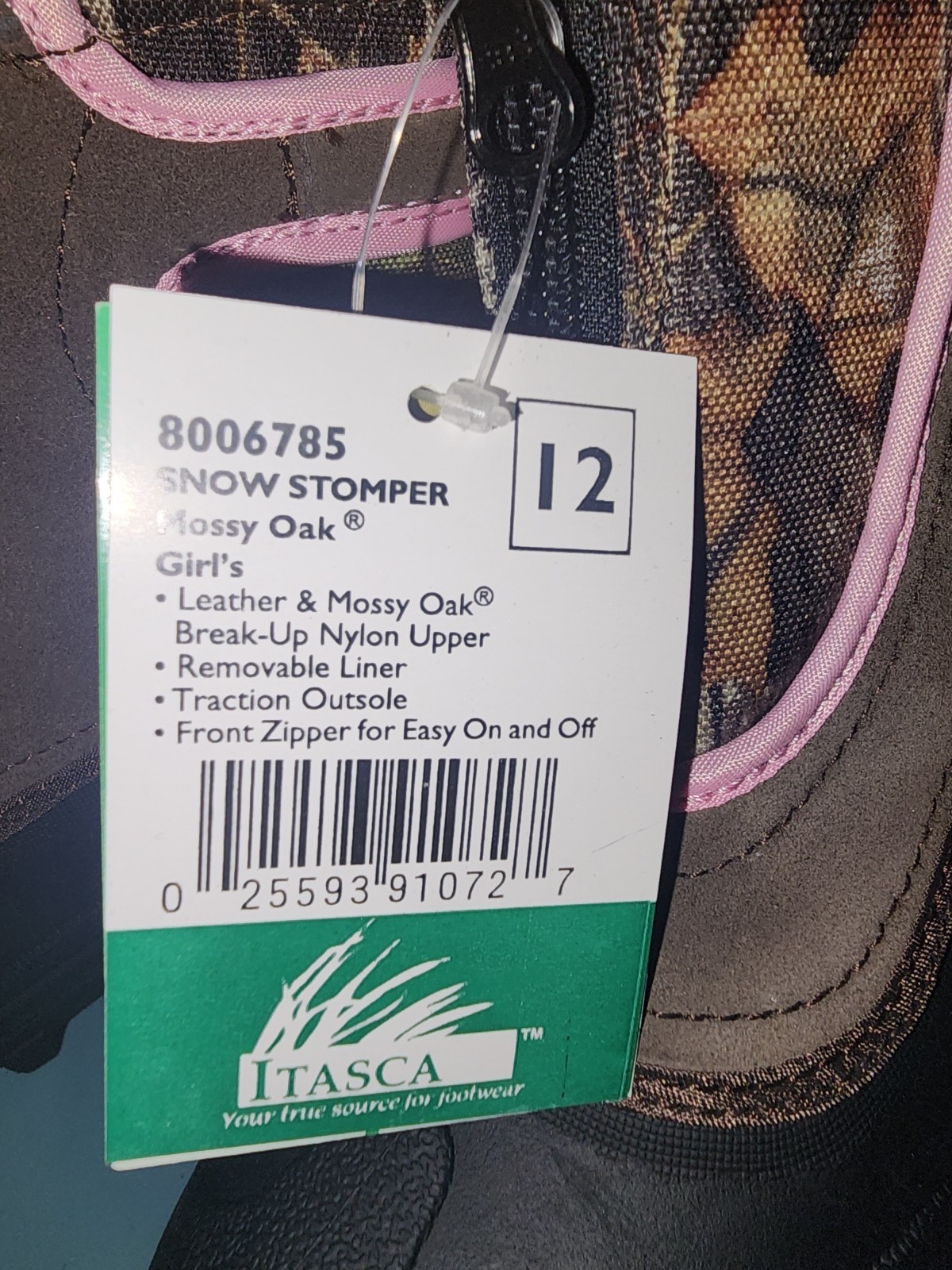 Itasca Youth Snow Boots Girls, Size 12  Pink Camo Snowstompers BRAND NEW In Box image 3