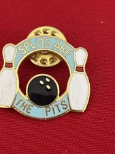 Vintage 1990's Bowling Ball Splits Are The Pits Lapel Pin Back 