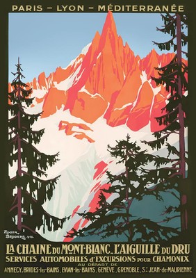 Chamonix Mont Blanc Paris Lyon Vintage Travel Poster Print
