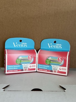 2 Packs Gillette Venus Extra Smooth 5 Blade Razor Cartridges 4 Ct Each Box