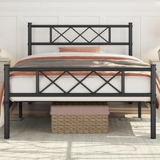 Metal Platform Bed Frame Mattress Foundation with Headboard and Footboard