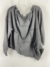 Shein Womens Gray Elastic Asymmetrical Top Ruched Sleeve Size M