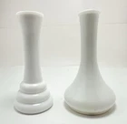 Vintage White Milk Glass Bud Vases 6” Tall, Set Of 2