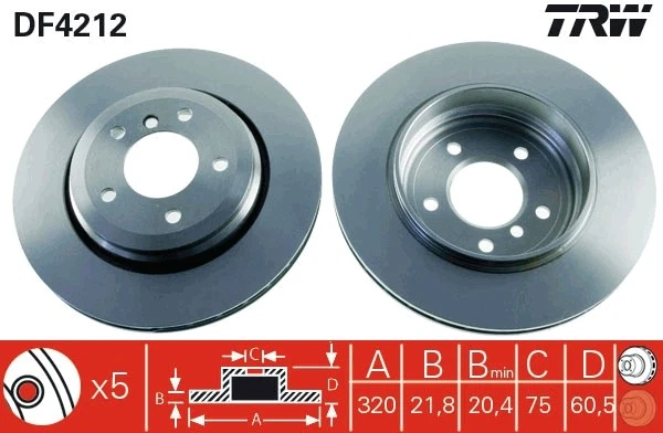 2x BRAKE DISC DF4212 FOR BMW 3/E46/Convertible M57D30 M54B30 3.0L M57D30 2.9L - Image 4 of 4