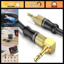 90  Right Angle 3.5mm Audio Cable - Stereo Aux Jack to Jack Cord, 9.8ft for MP3,