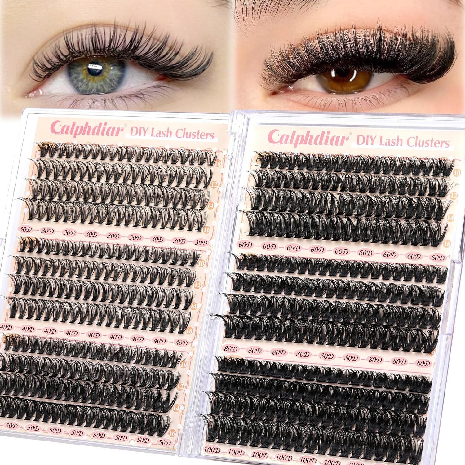 Calphdiar Wispy Cluster Lashes D Curl Individual Eyelashes Natural Lash Clusters