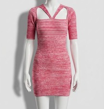 Ganni Women's Pink Knit Cut Out Mini Dress Size M