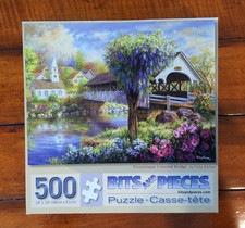 Bits Pieces 500-Piece Jigsaw Puzzle "Picturesque Covered Bridge" COMPLETE