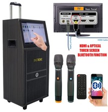 Portable Pro Karaoke Speaker System w/ 2 Wireless Mics  50,000 Songs